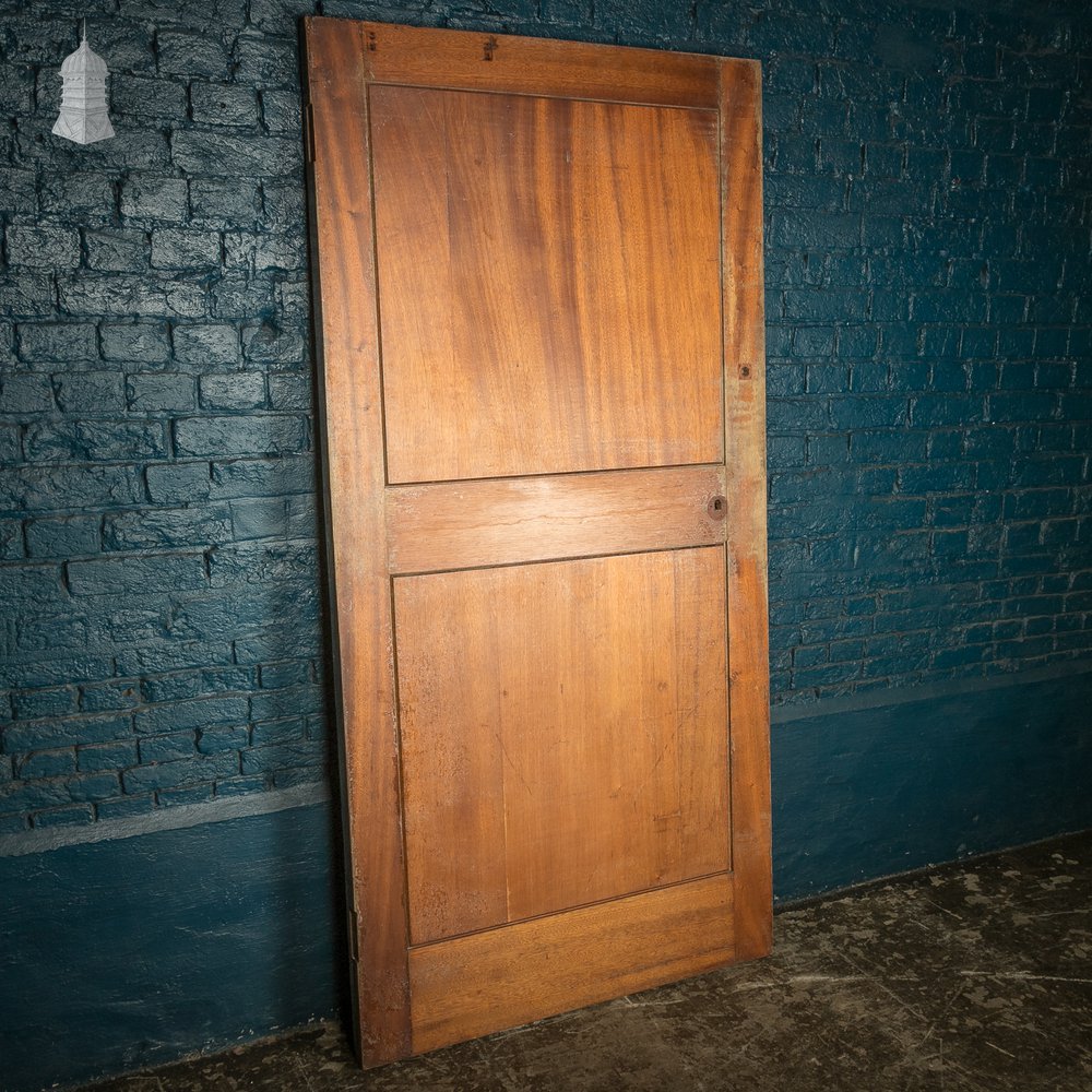 Wide Hardwood Door, Two Panel Mahogany, Early 20th C