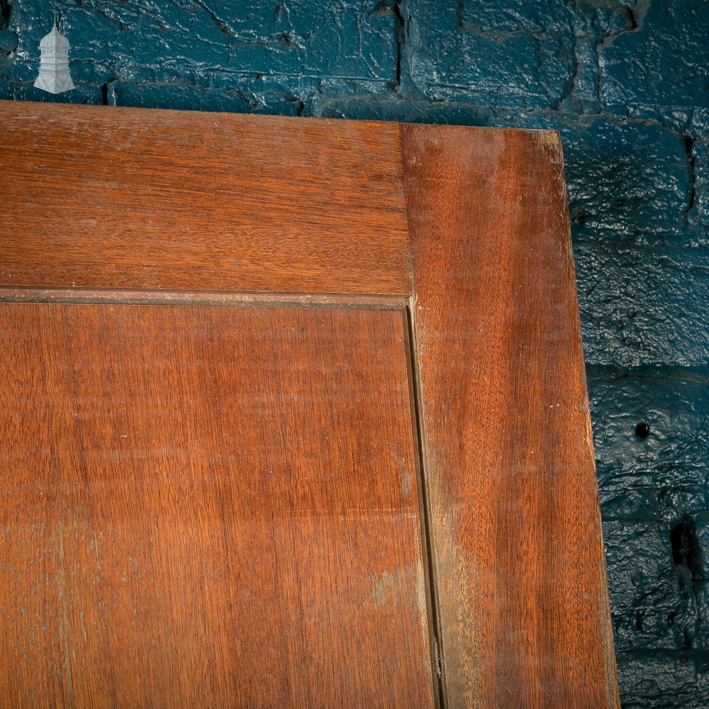 Wide Hardwood Door, Two Panel Mahogany, Early 20th C