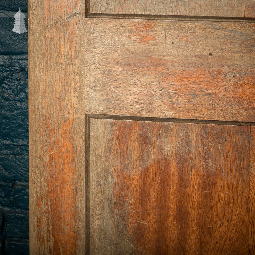 Wide Hardwood Door, Early 20th C Two Panel Mahogany