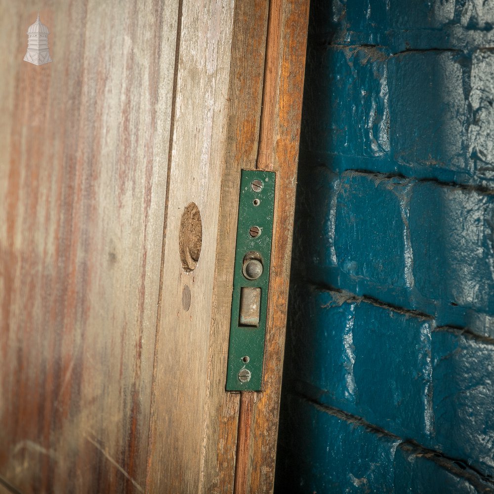 Wide Hardwood Door, Early 20th C Two Panel Mahogany