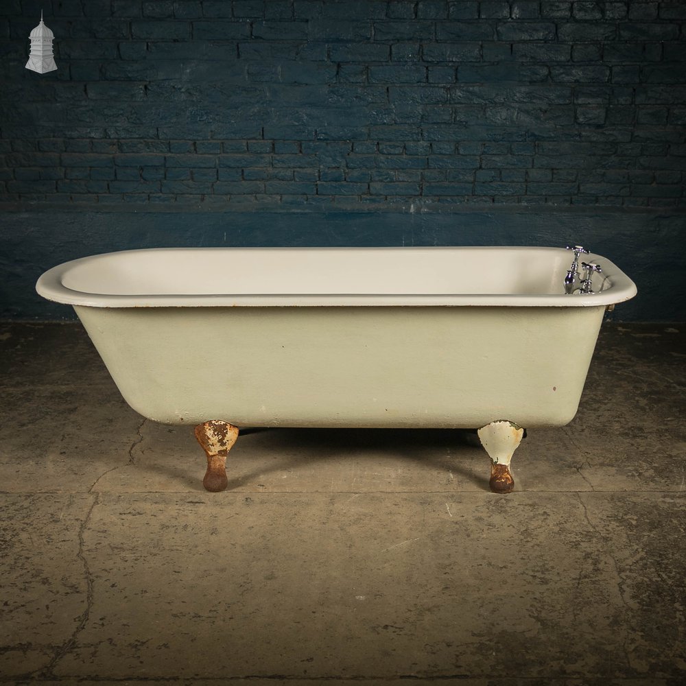 Roll Top Bath, Cast Iron on Legs with Taps