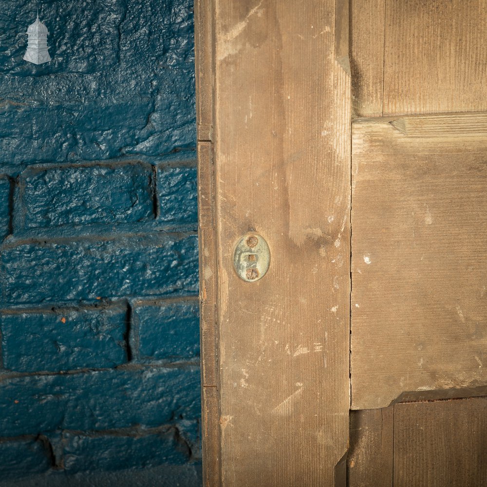 Narrow Paneled Door, 19th C Pine with Stop Chamfer Detail