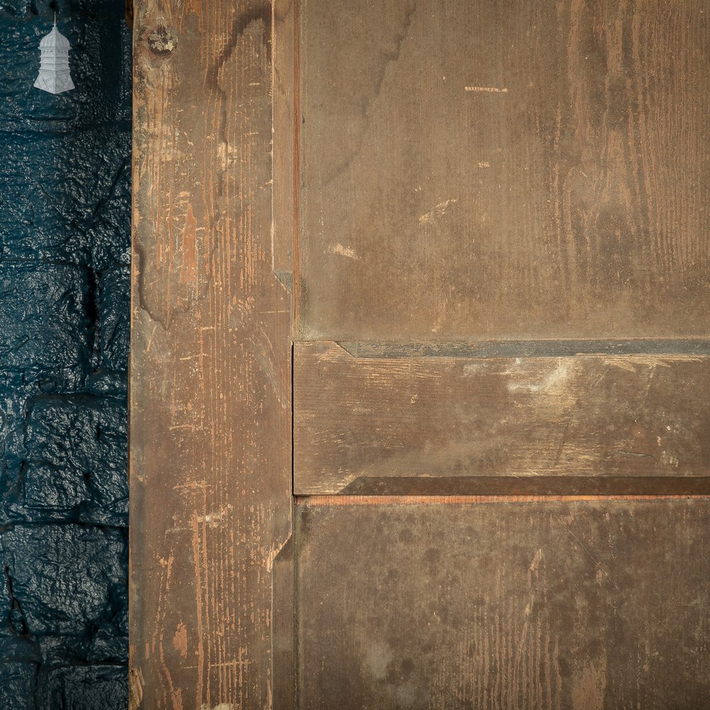 Narrow Paneled Door, 19th C Pine with Stop Chamfer Detail