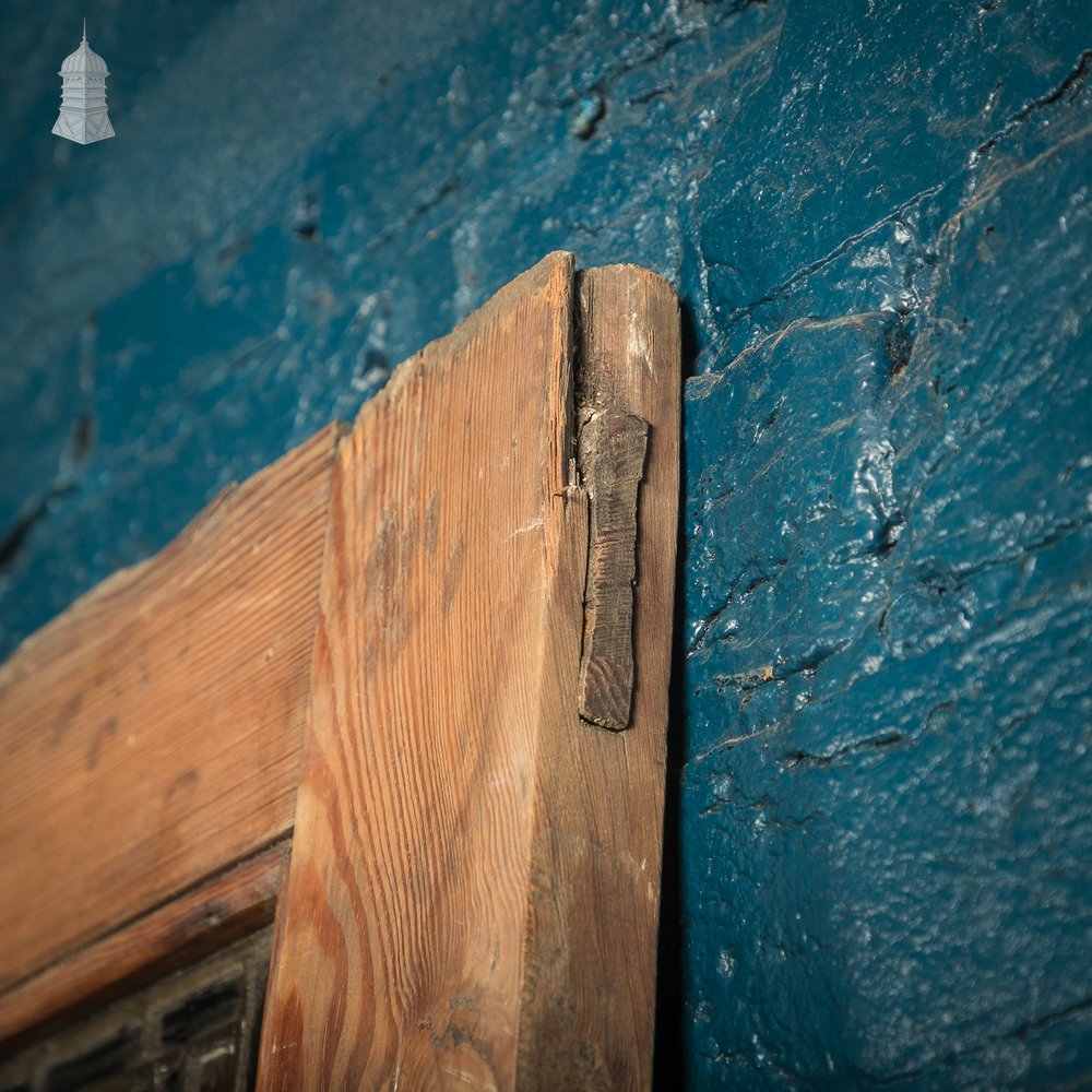 Pitch Pine Paneled Door with Leaded Glass Window, Victorian