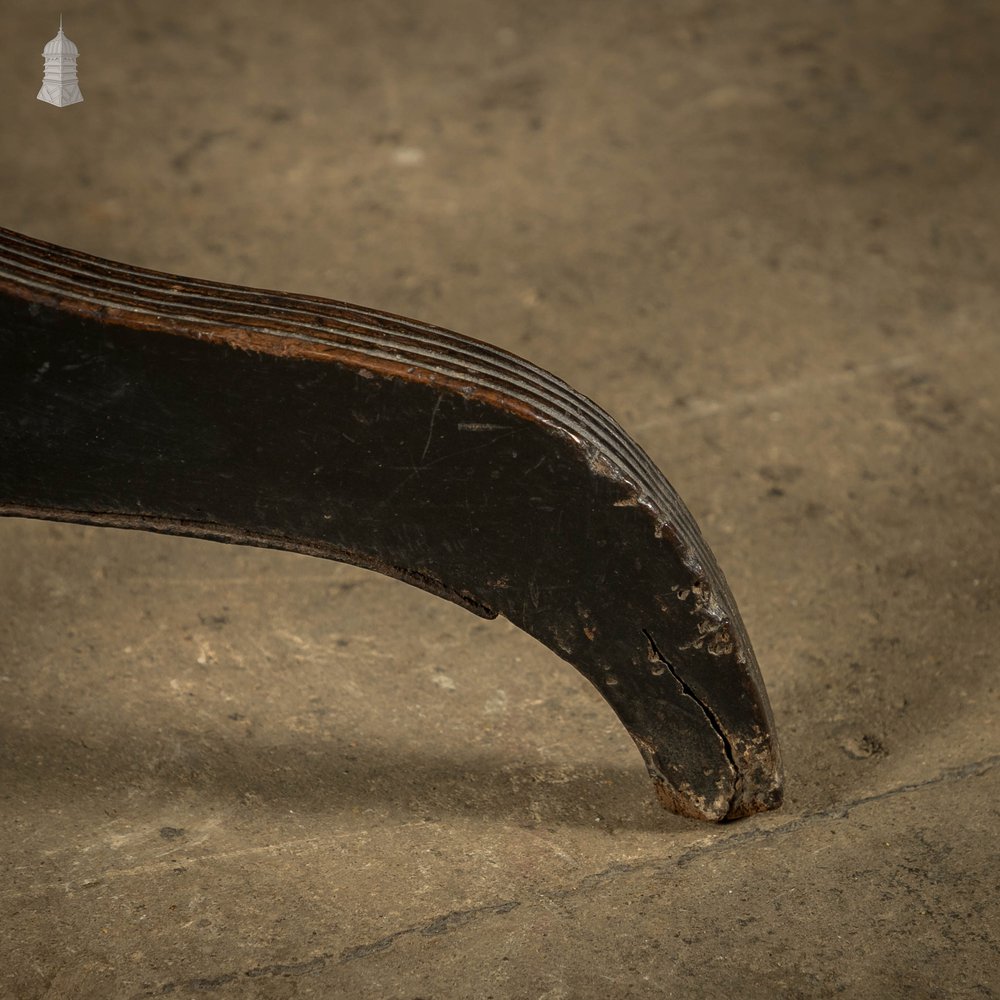 Ebonised Side Table, 18th C Circular 3 Leg with Reeded Pedestal