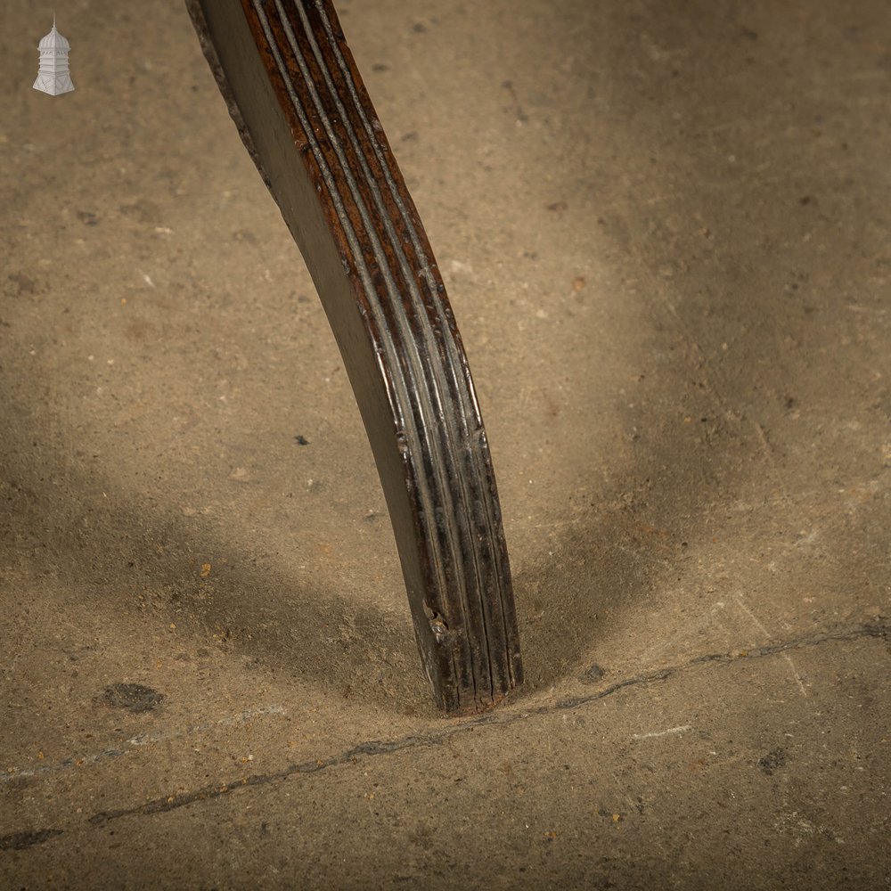 Ebonised Side Table, 18th C Circular 3 Leg with Reeded Pedestal