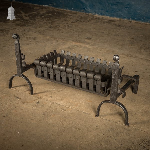 Fire Grate and Andirons, Cast Iron