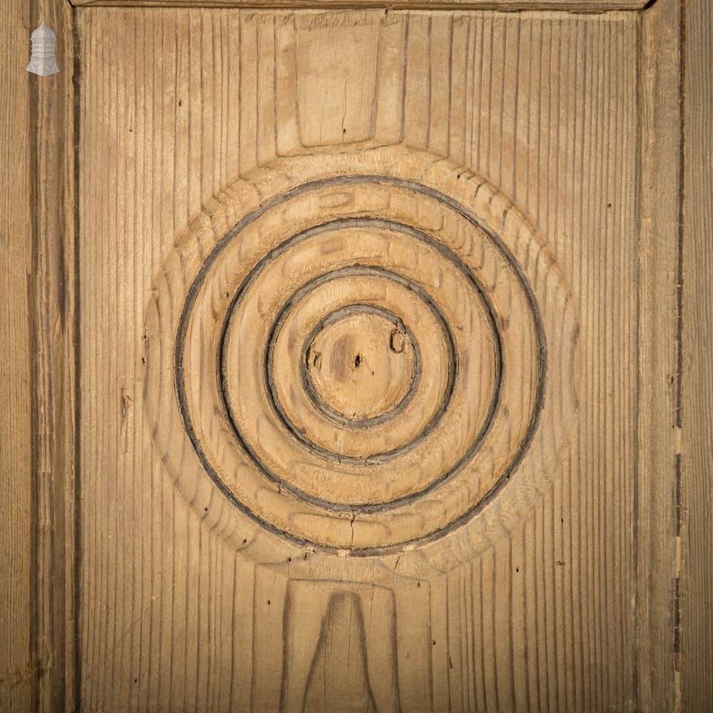 Pine Cupboard Door Pair, Bullseye Rosette Design