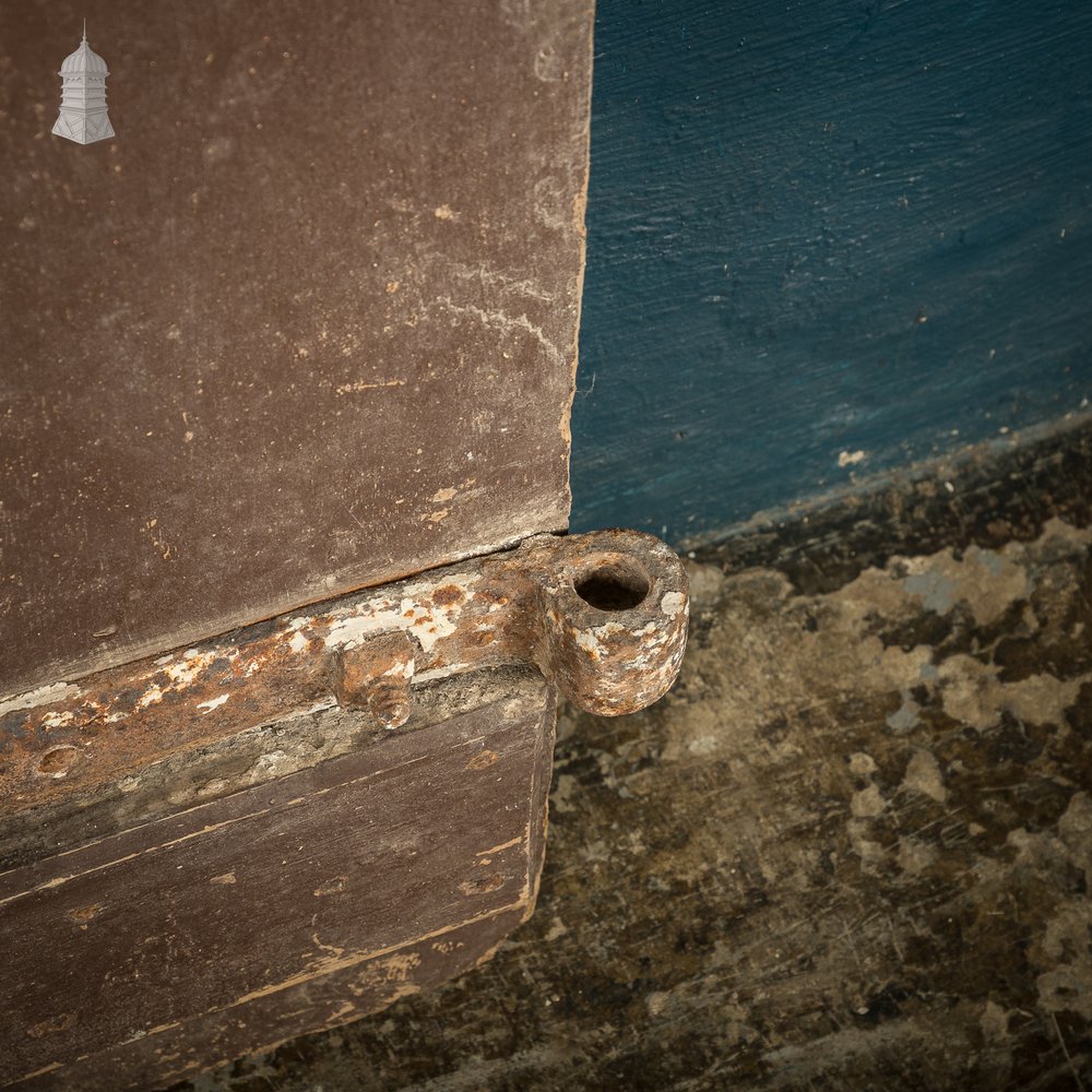 Hardwood Barn Door, 18th C Braced and Ledged with Period Repair and Distressed Brown Paint Finish