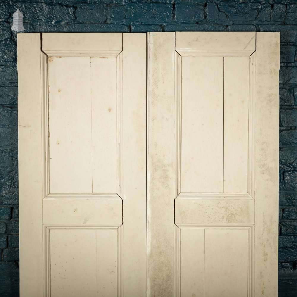 Pine Cupboard Door, White Painted 2 Moulded Panel Pair