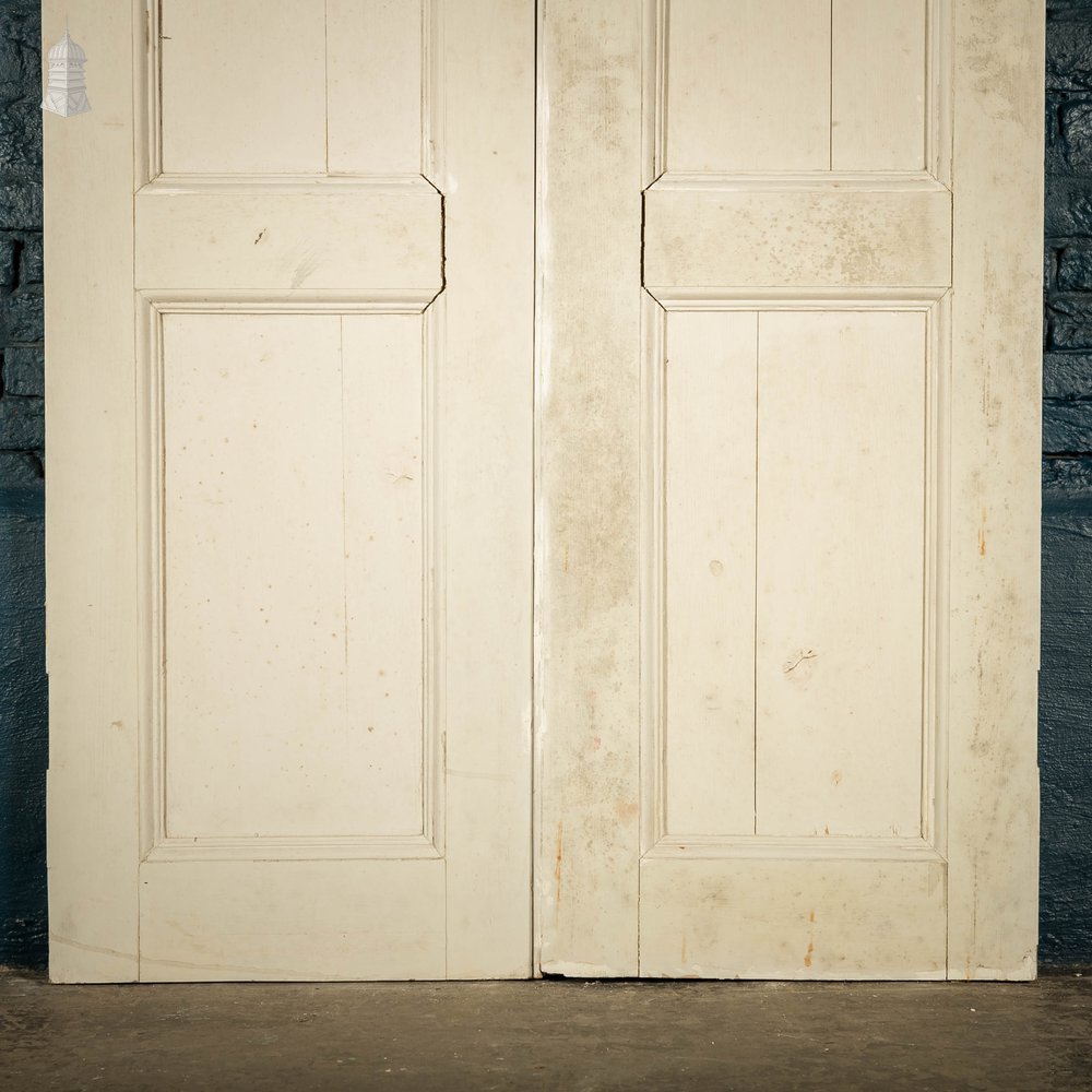 Pine Cupboard Door, White Painted 2 Moulded Panel Pair