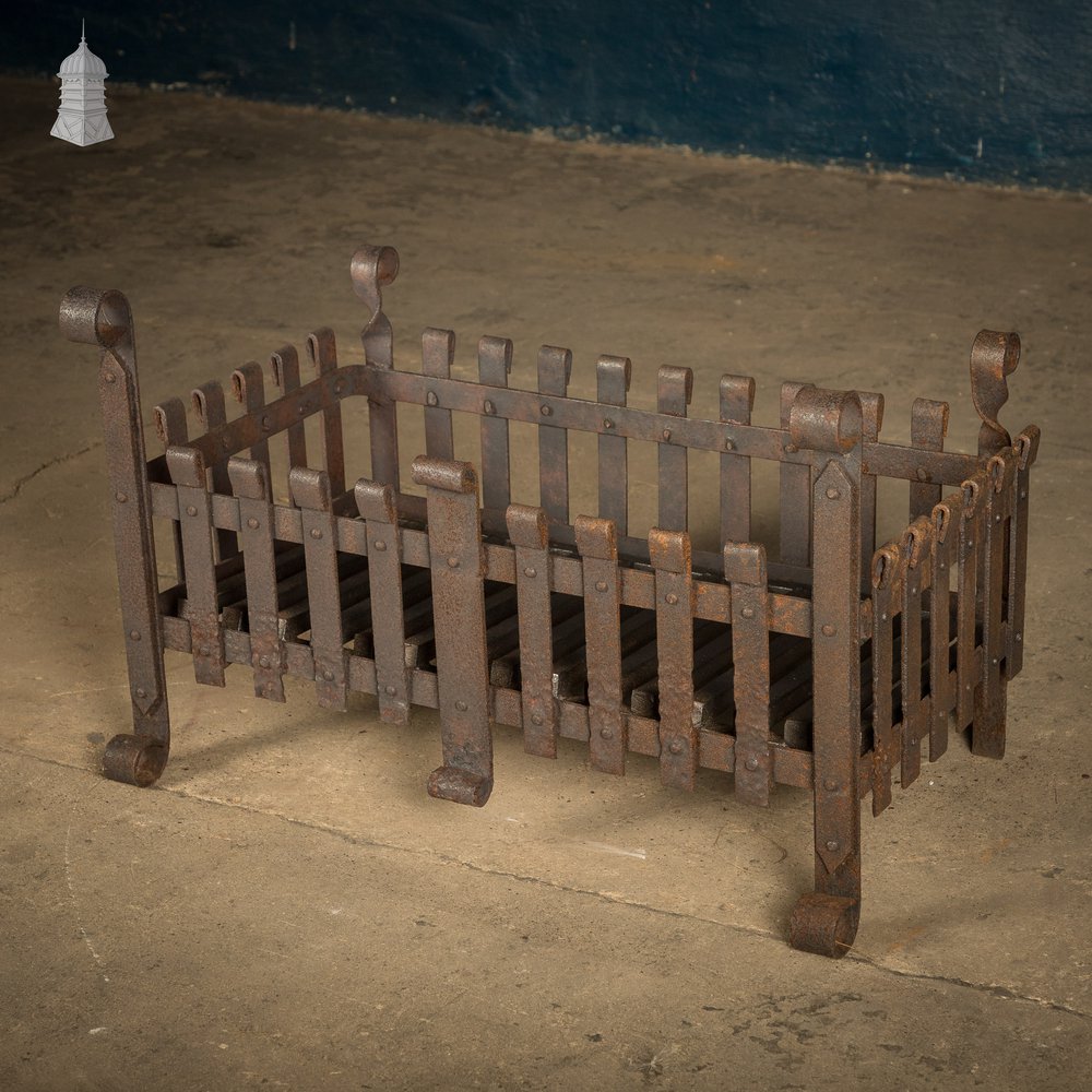 Rustic Fire Basket, Rivited Strap Iron