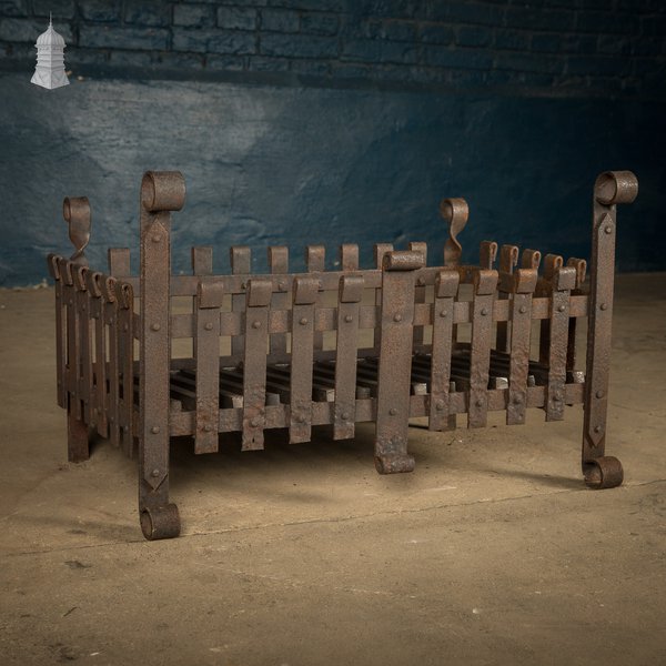 Rustic Fire Basket, Rivited Strap Iron