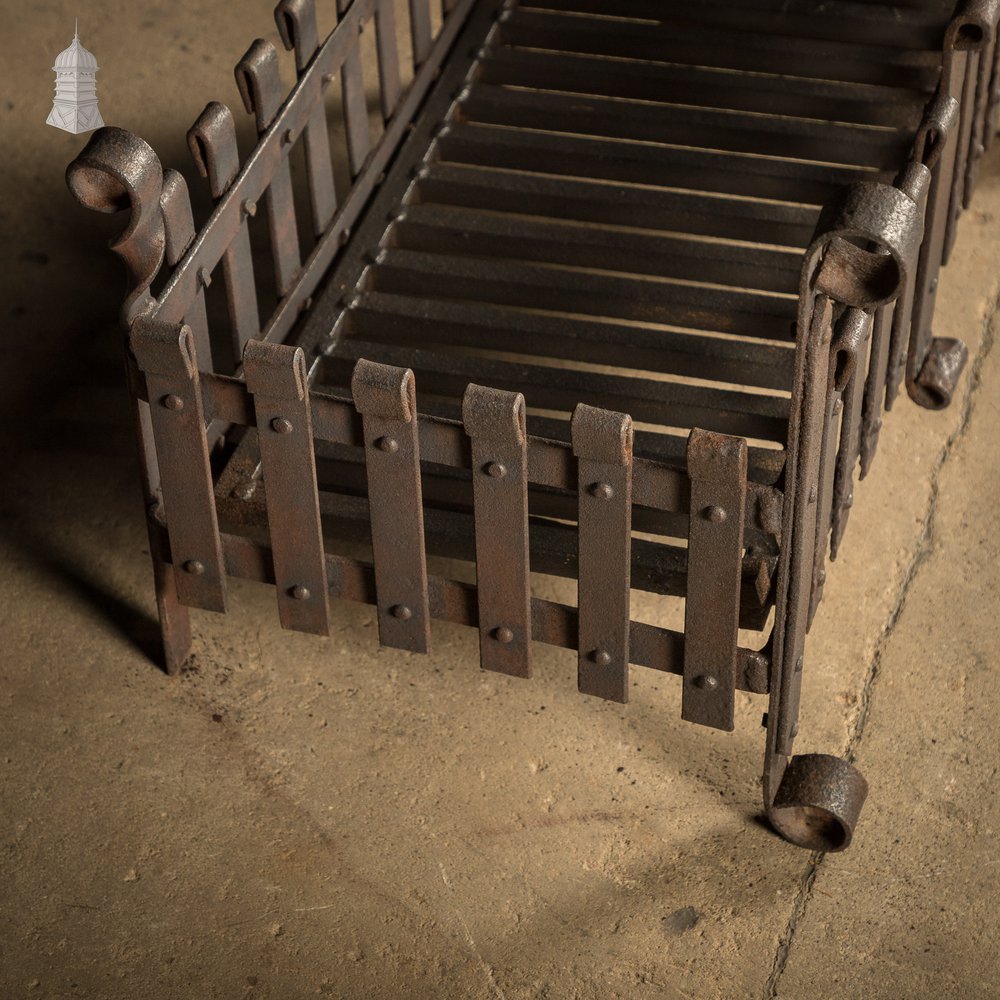 Rustic Fire Basket, Rivited Strap Iron