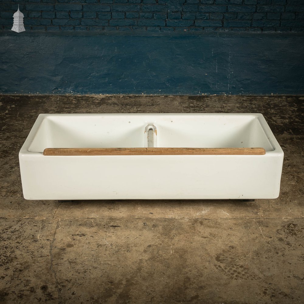 Double Belfast Sink, 19th C with Hardwood Edge Rail