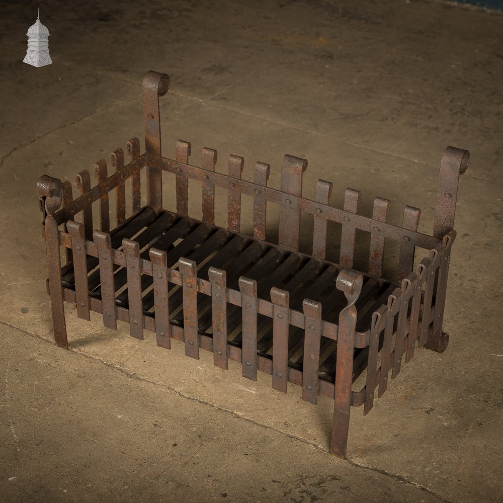 Rustic Fire Basket, Rivited Strap Iron