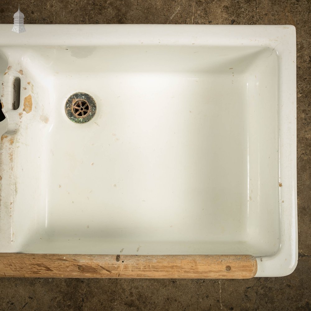 Double Belfast Sink, 19th C with Hardwood Edge Rail