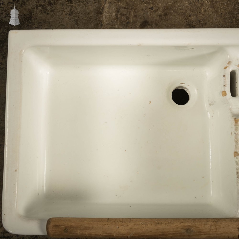 Double Belfast Sink, 19th C with Hardwood Edge Rail