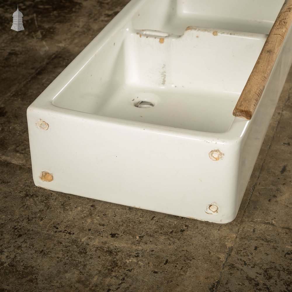 Double Belfast Sink, 19th C with Hardwood Edge Rail