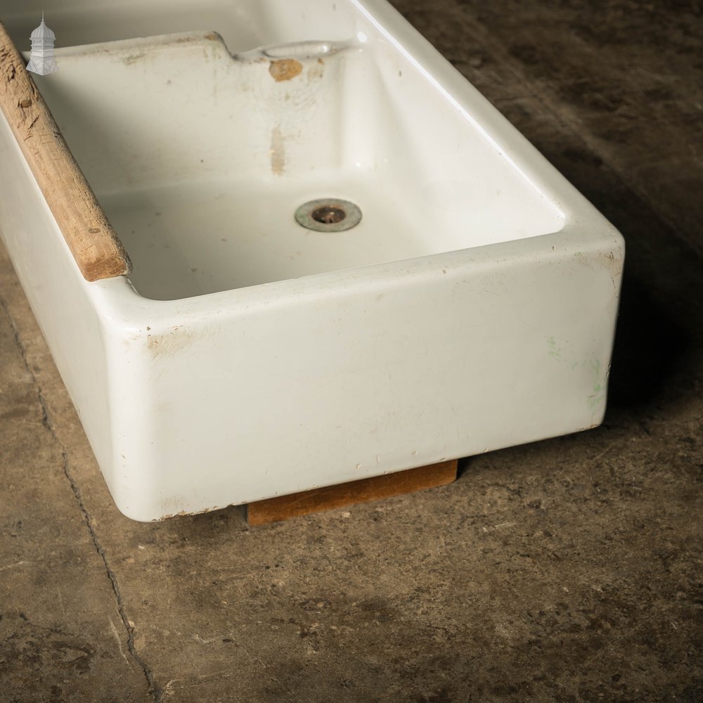 Double Belfast Sink, 19th C with Hardwood Edge Rail