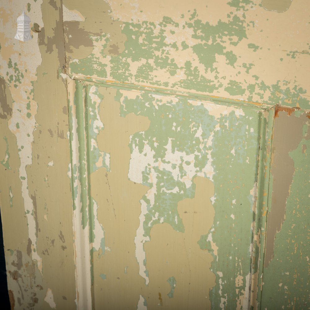 6 Panel Door, Moulded Panels with Distressed Green Paint