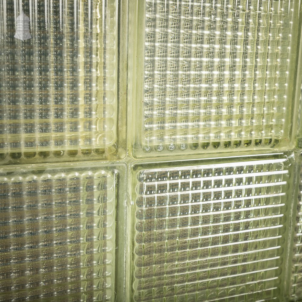 Glass Block Bricks, Cross Ribbed Design, Reclaimed Batch of 33