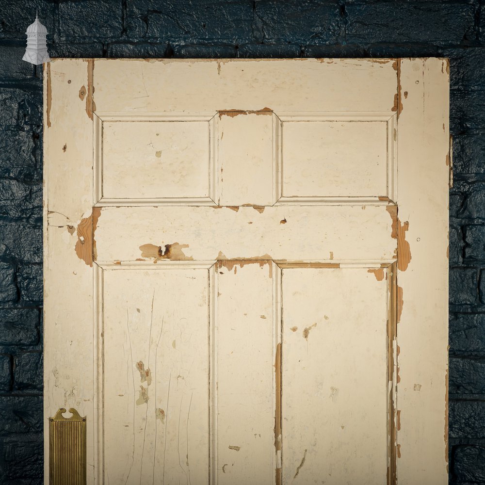 6 Panel Door, Moulded Panels with Distressed Green Paint