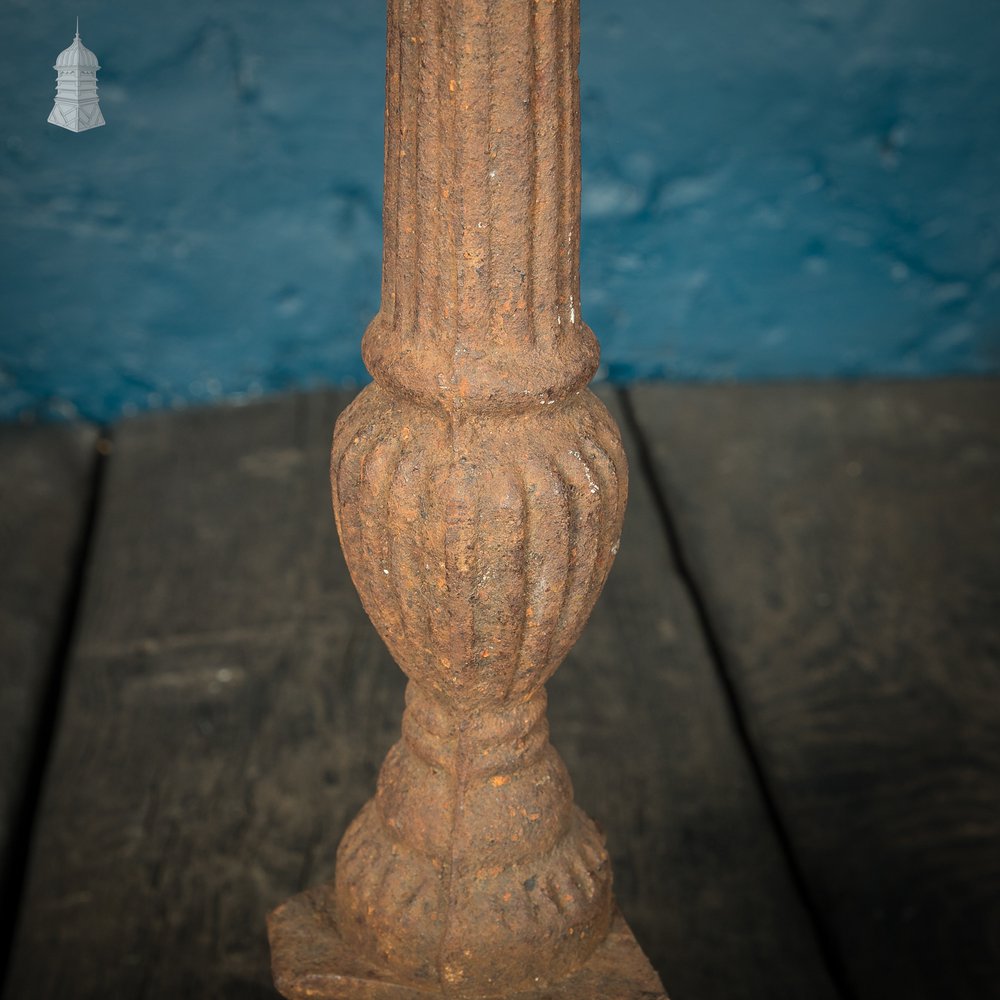 Cast Iron Candlesticks, 19th C Mock Tudor