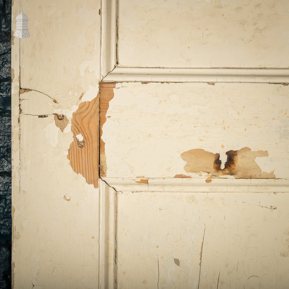 6 Panel Door, Moulded Panels with Distressed Green Paint