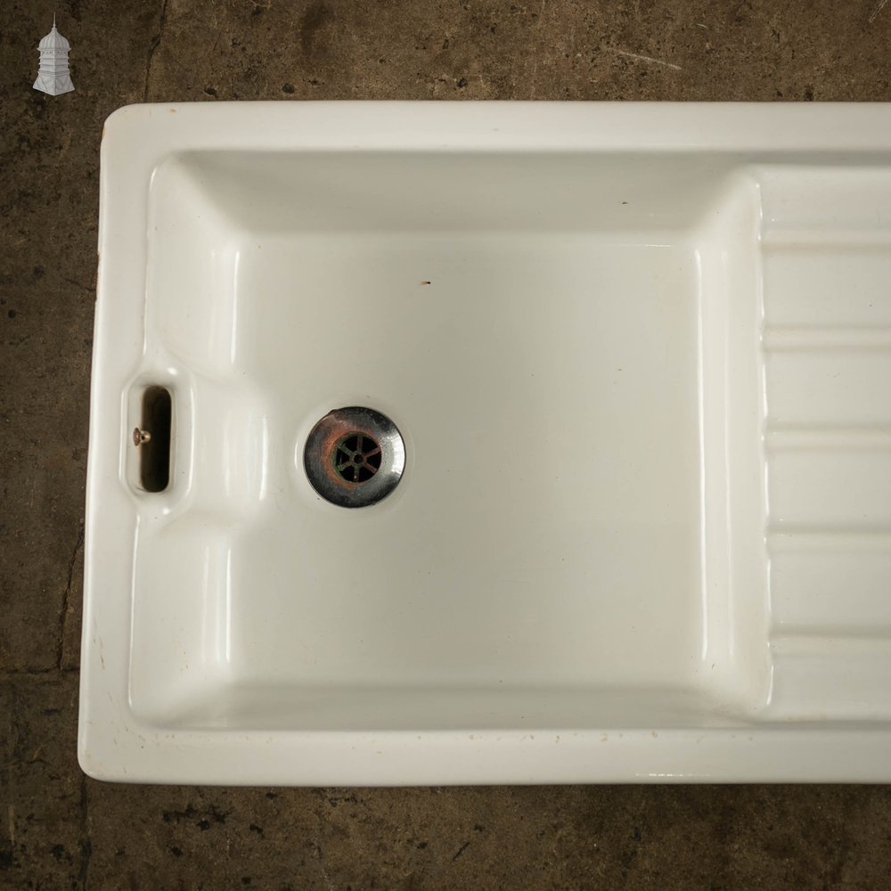 Belfast Sink with Drainer, White Glazed Butler Sink and Draining Board