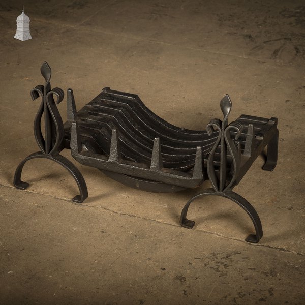 Fire Grate with Andirons, Cast Iron