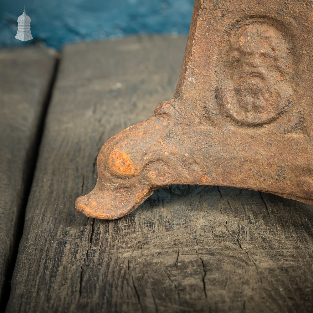 Cast Iron Candlesticks, 19th C Mock Tudor