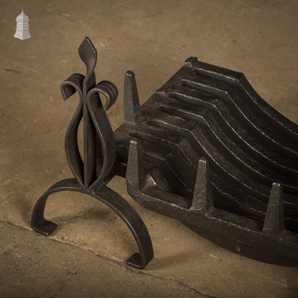 Fire Grate with Andirons, Cast Iron