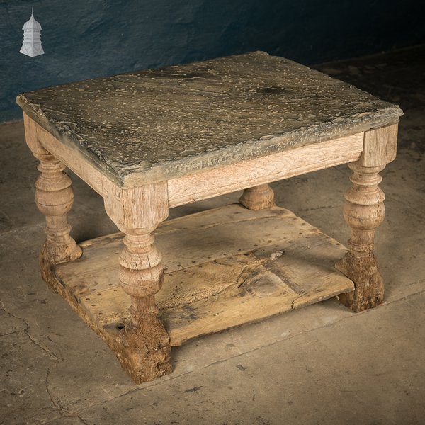 Coffee Table, 17th C Oak Base, Later Stone Top