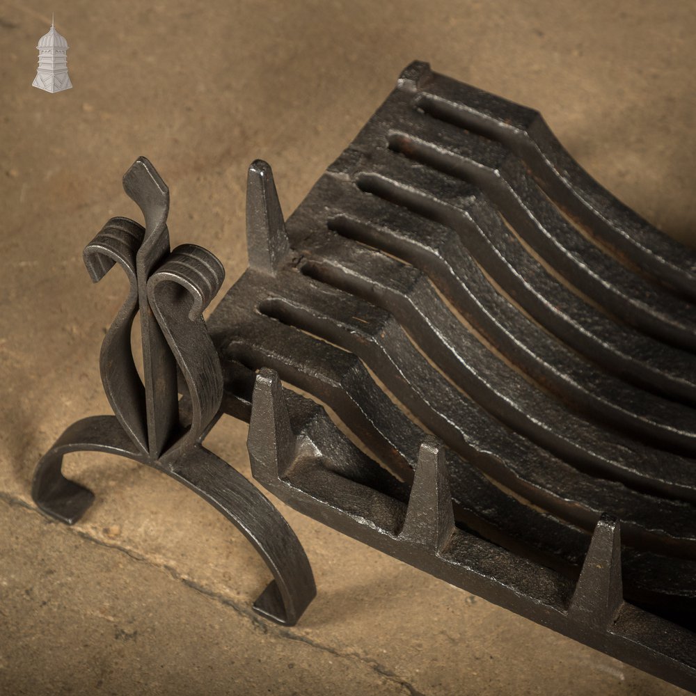 Fire Grate with Andirons, Cast Iron