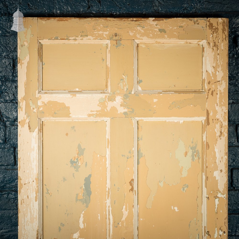Moulded Panel Door, 6 Panels, Distressed Cream Paint