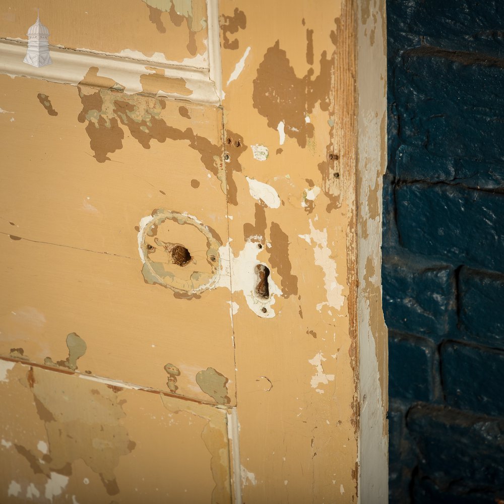 Moulded Panel Door, 6 Panels, Distressed Cream Paint