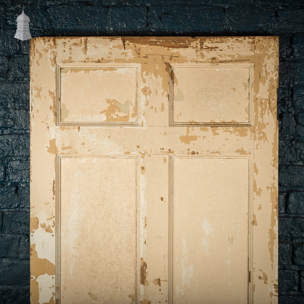 Moulded Panel Door, 6 Panels, Distressed Cream Paint