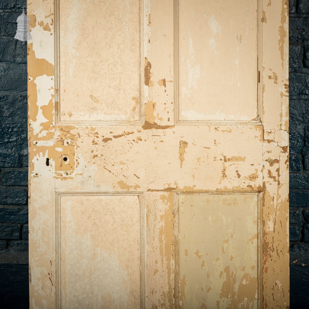 Moulded Panel Door, 6 Panels, Distressed Cream Paint