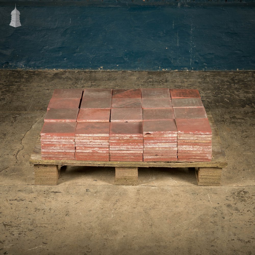 6” x 6” Quarry Tiles, Batch of 217 Reclaimed Red Floor Tiles - 4.8 Square Meters