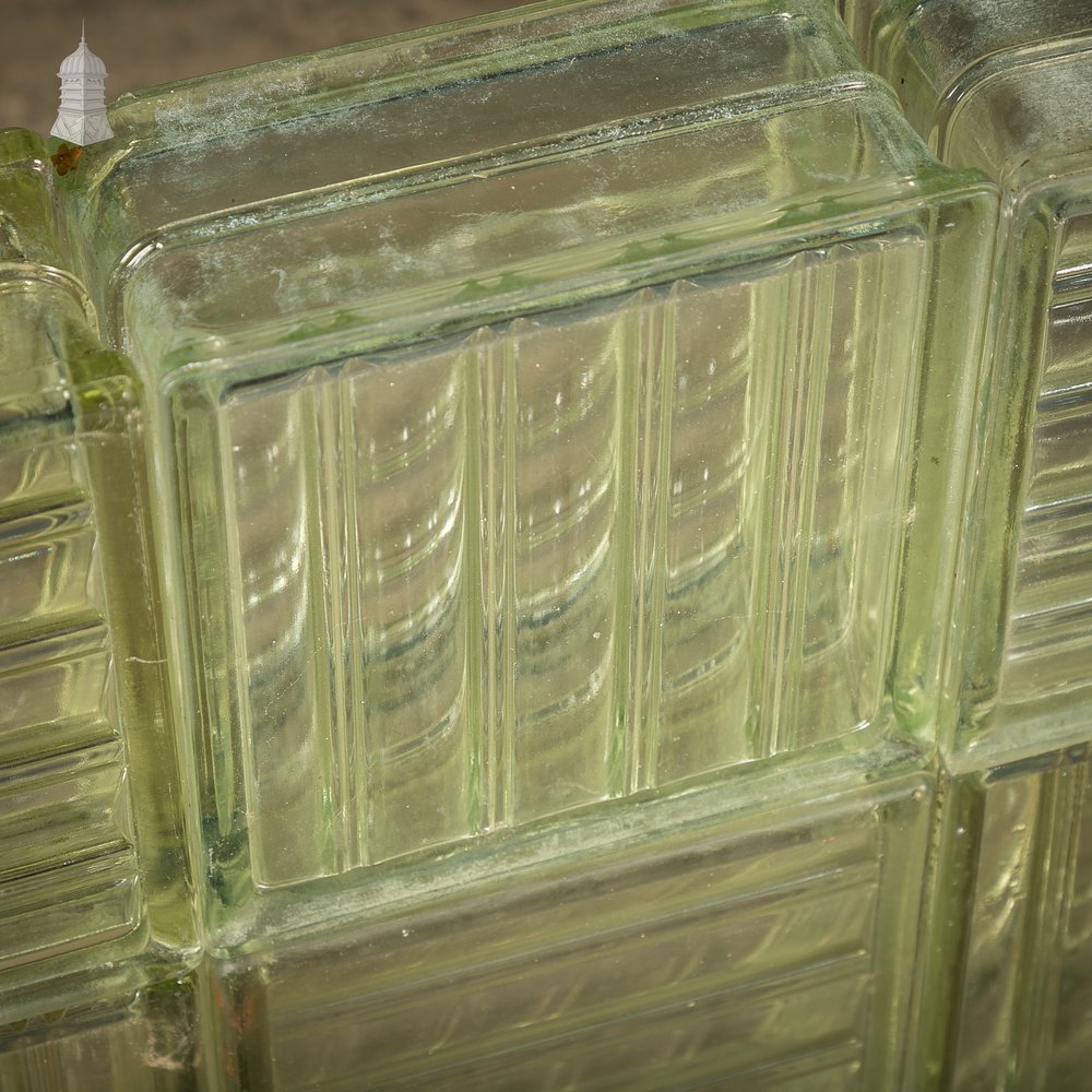 Glass Block Bricks, Reeded ‘Doric’ style, Reclaimed, Batch of 30