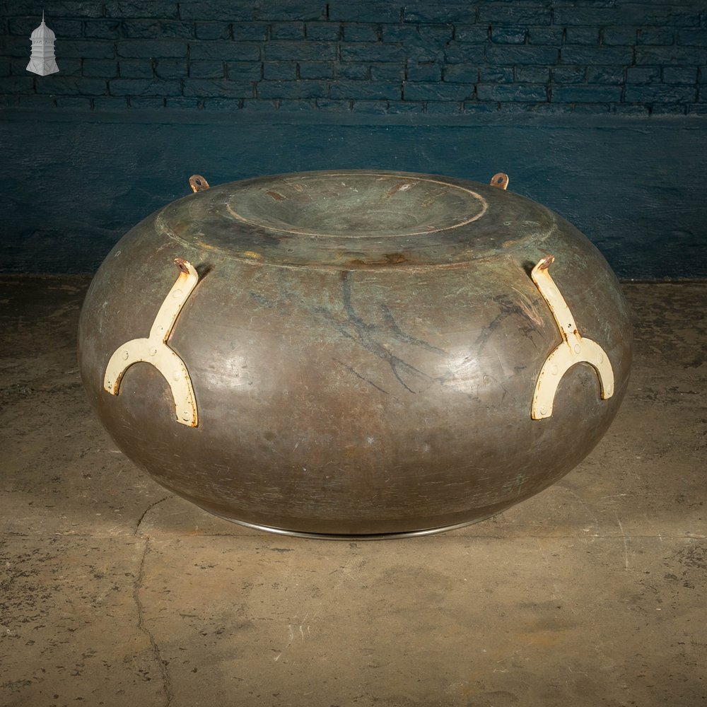 Copper Coating Vessel, Industrial Pot with White Painted Handles