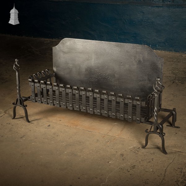 Fire Grate with Andirons, Cast Iron