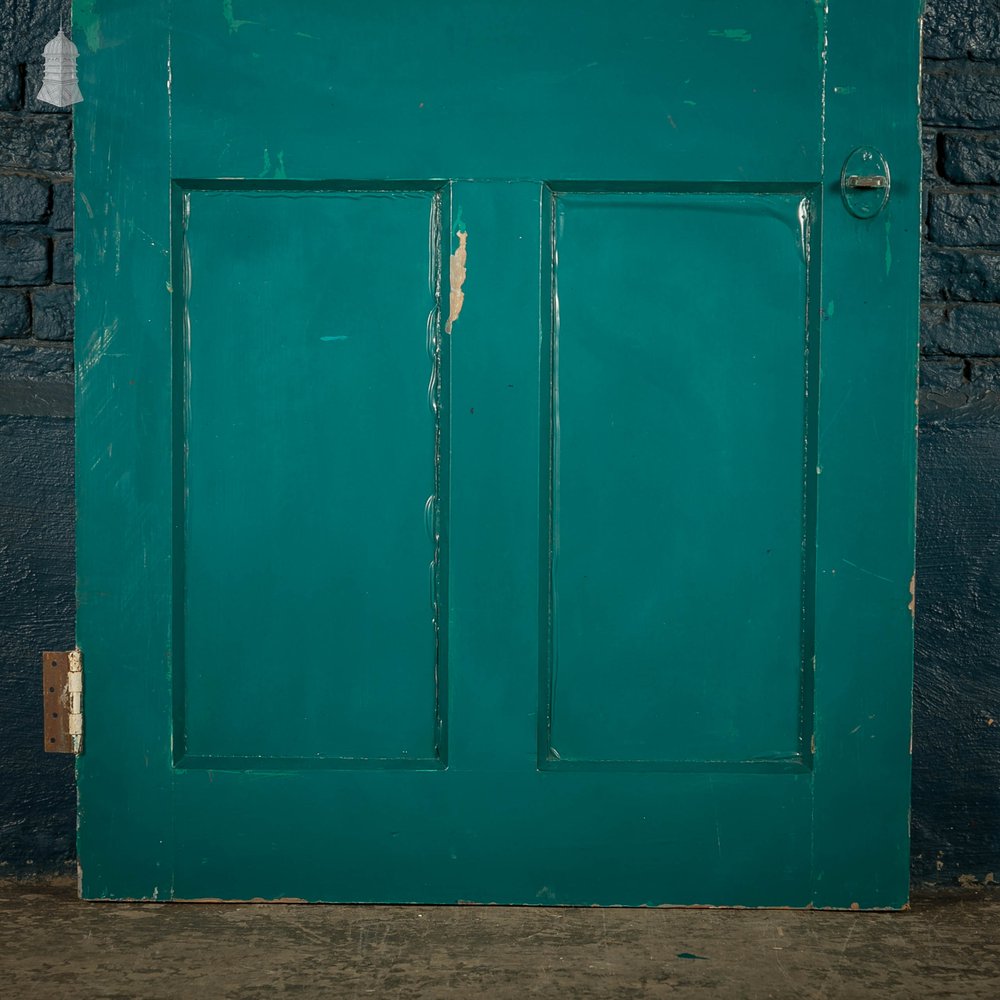 Half Glazed Door, Green Painted Pitch Pine with ‘Pyramid’ Style Textured Glazing