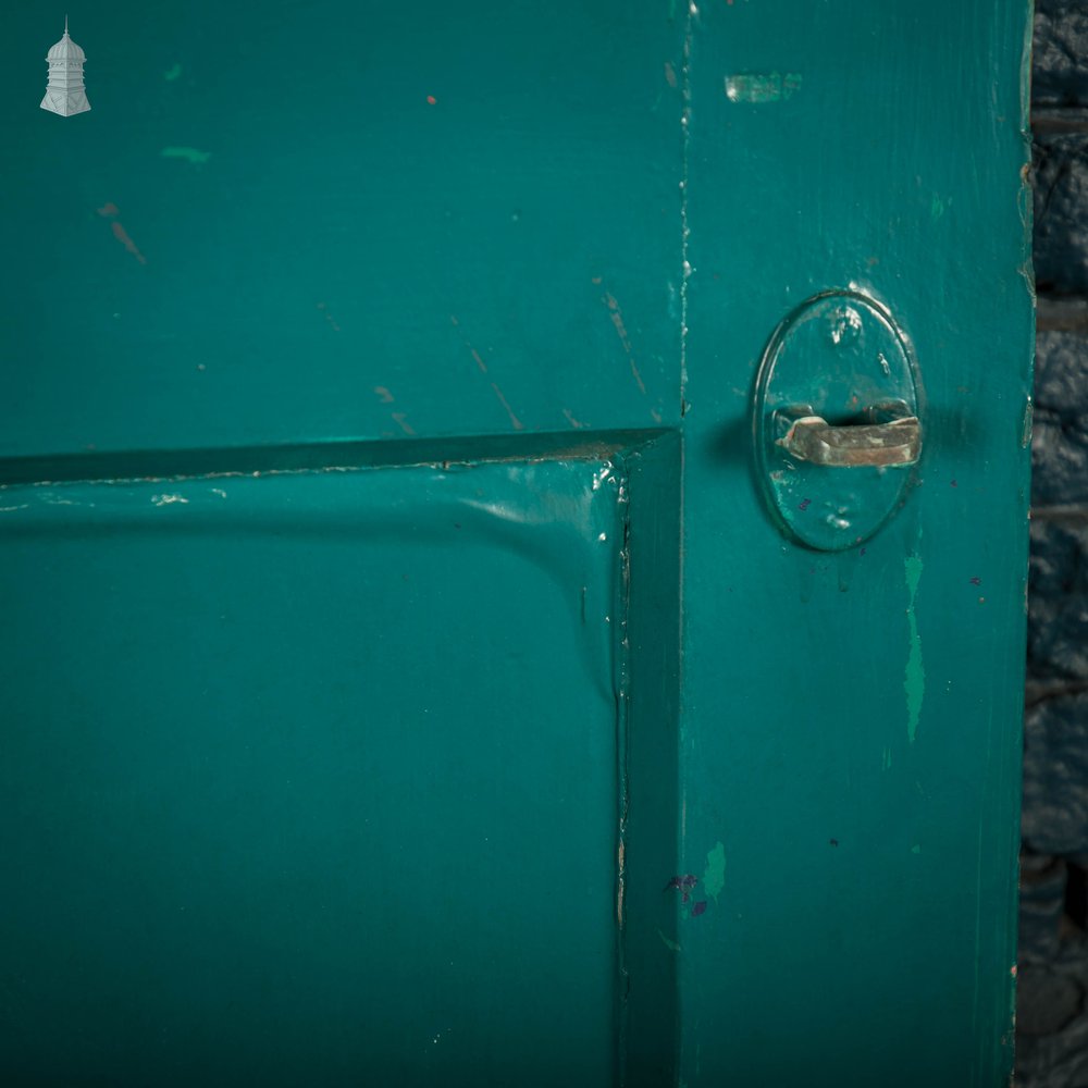 Half Glazed Door, Green Painted Pitch Pine with ‘Pyramid’ Style Textured Glazing