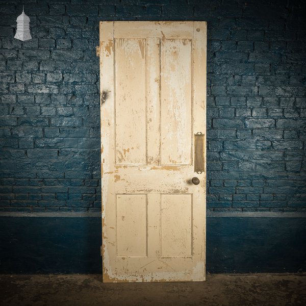 Moulded Panel Door, 4 Panel, Distressed Paint