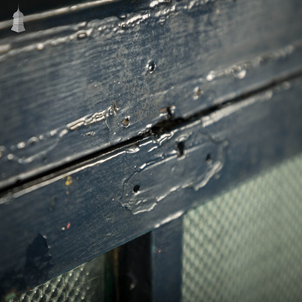 Half Glazed Door, Green Painted Pitch Pine with ‘Pyramid’ Style Textured Glazing