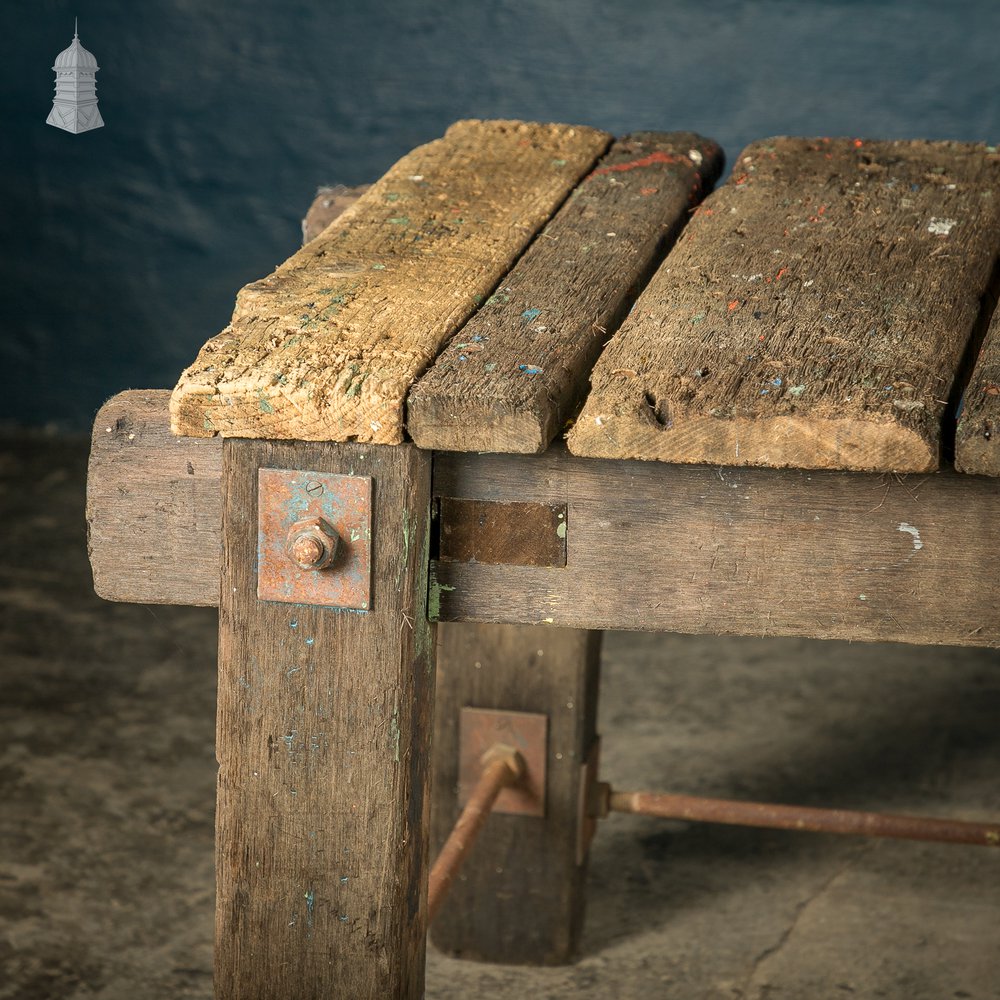 Industrial Workbench Table, Workshop Trestle Vintage Coffee Table