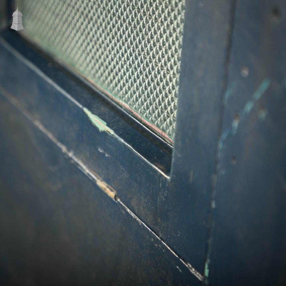 Half Glazed Door, Green Painted Pitch Pine with ‘Pyramid’ Style Textured Glazing