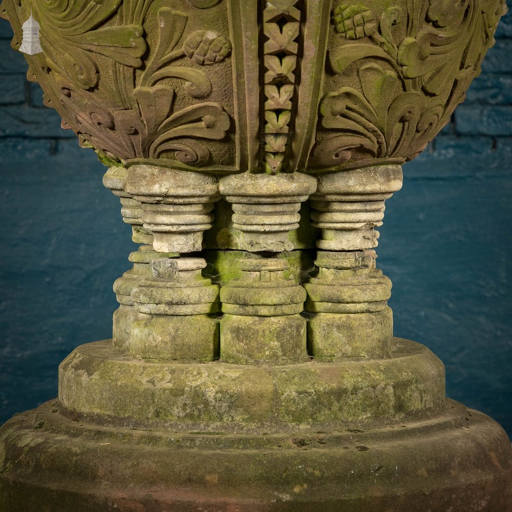 Sandstone Carved Font, Weathered Appearance